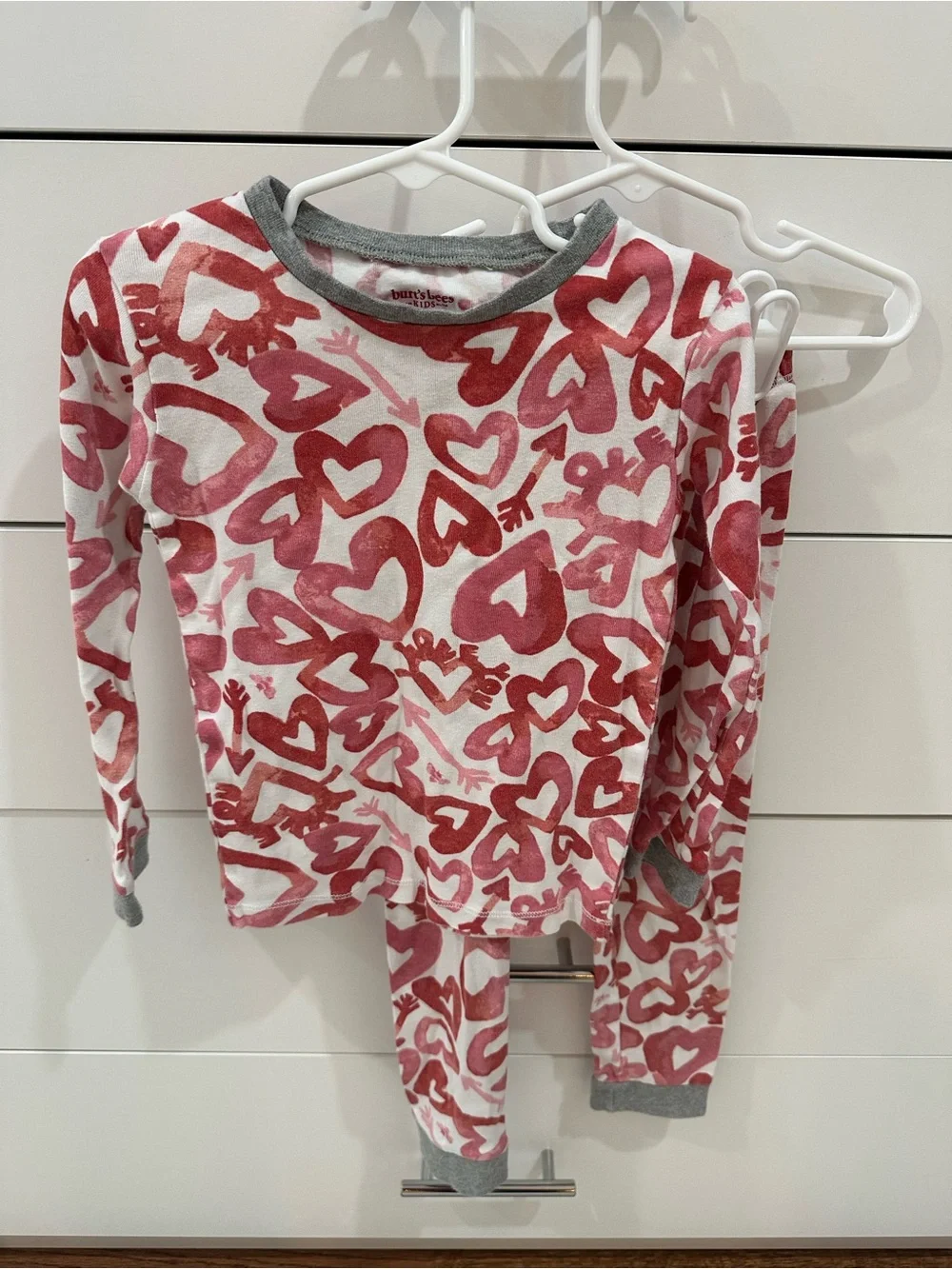 Children's Heart Print Pink Pajama Set - Burt's Bees Size 5T
